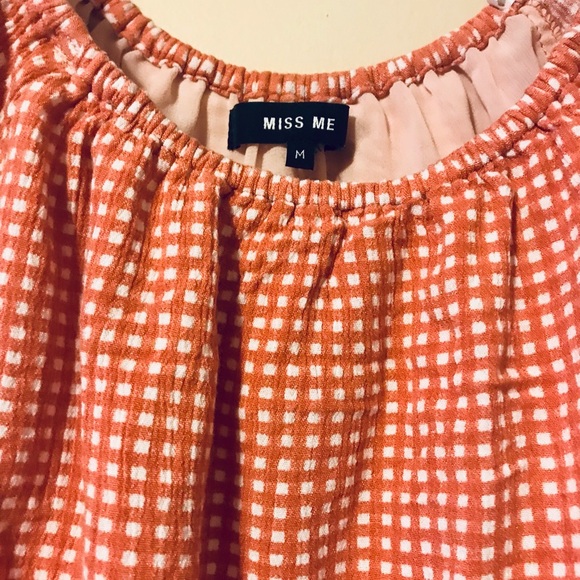 Miss Me Rose & White Gingham Crop Top Has Tassels - Picture 2 of 4